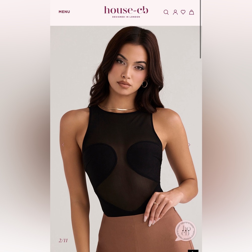 House of CB Black Sheer Bodysuit